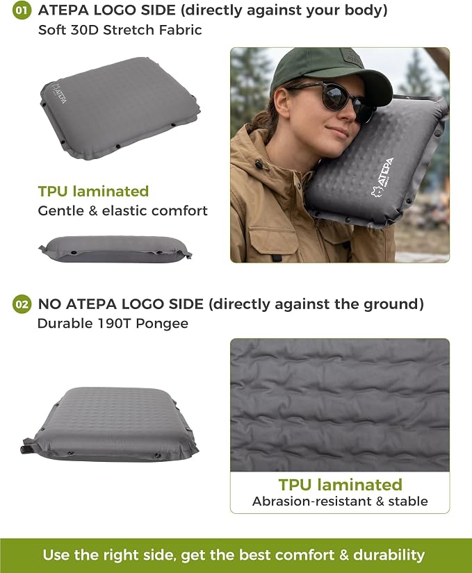 ATEPA Inflatable Seat Cushion | 2" & 2.5" Foam Core Seat Pad, Self Inflating, Compact, Stadium, Airplane, Travel, Camping, Hiking, Sports events - Image 7