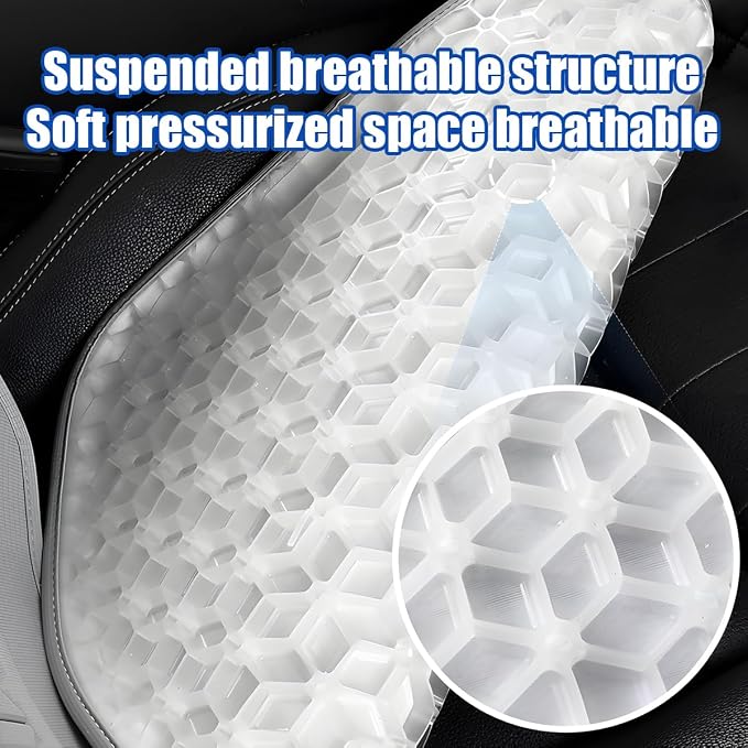 Zpana Gel Car Seat Cushion, Non-Slip Breathable Pad for Driving, Black | Comfortable Automotive Chair Protector Pad, Vehicle Interior Mat Cover Accessories, Universal for SUV Sedan Truck - Image 5
