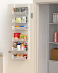 VyGrow 12.3" W Narrow Over the Door Pantry Organizer, 6-Tier Over the Door Organizer with Adjustable Basket, Pantry Door Organization for Pantry Kitchen Storage Room Spice Rack, White by VyGrow
