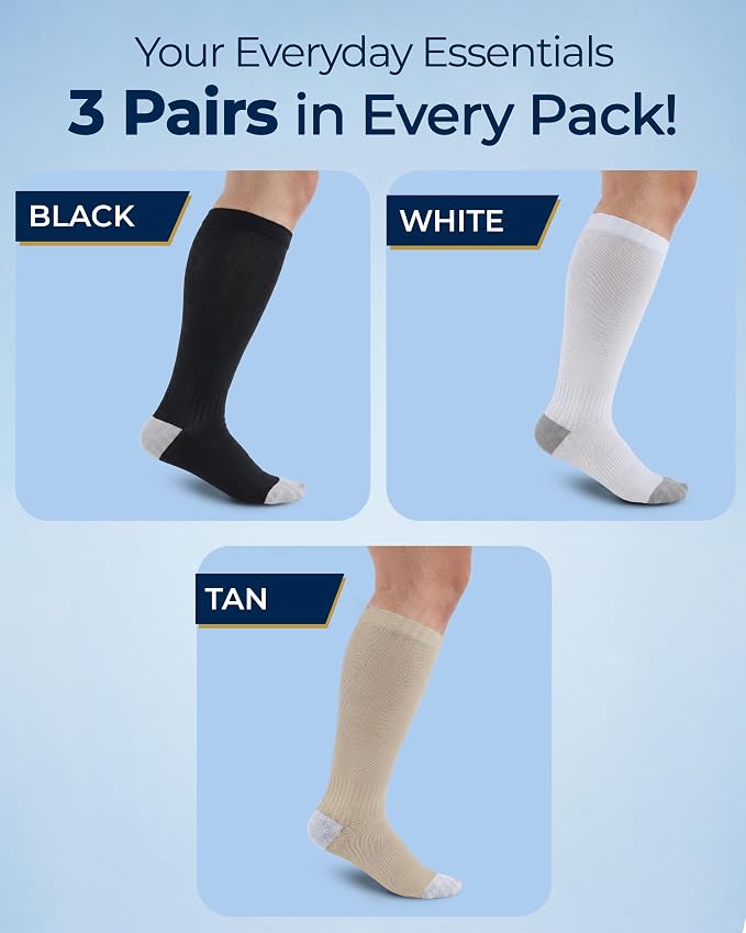 Pembrook 3 Pairs Plus Size Compression Socks Wide Calf - Bamboo Viscose Compression Socks for Women Wide Calf - Image 5