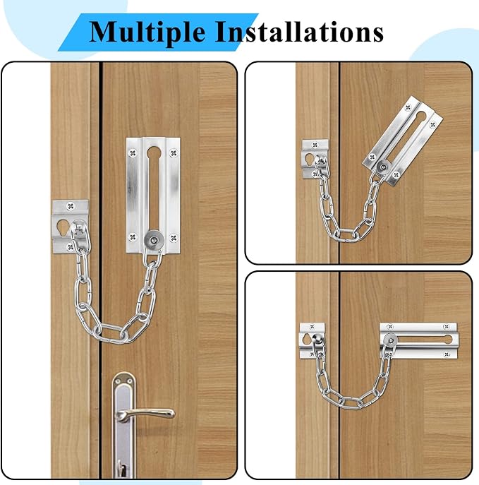 INBOF 2 Pack Door Chain Lock, Stainless Steel Chain Locks for Inside Door, Premium Thickened with 12 Screws - Image 5