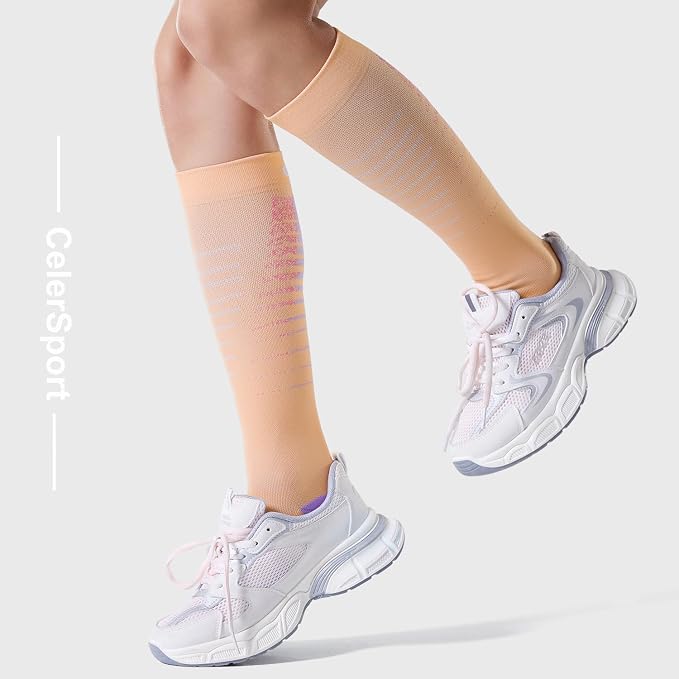 CS CELERSPORT 3/4 Pairs Compression Socks for Men Women Size 6-12 | Knee High Support Socks for Running Nurses Pregnancy Travel Daily Wear - Image 5