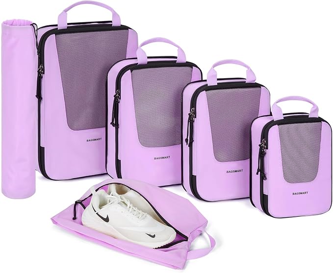 BAGSMART Compression Packing Cubes for Travel, 6/5/4set Lightweight Packing Organizers, Summer Travel Essentials Suitcase Organizer Bags Set by BAGSMART