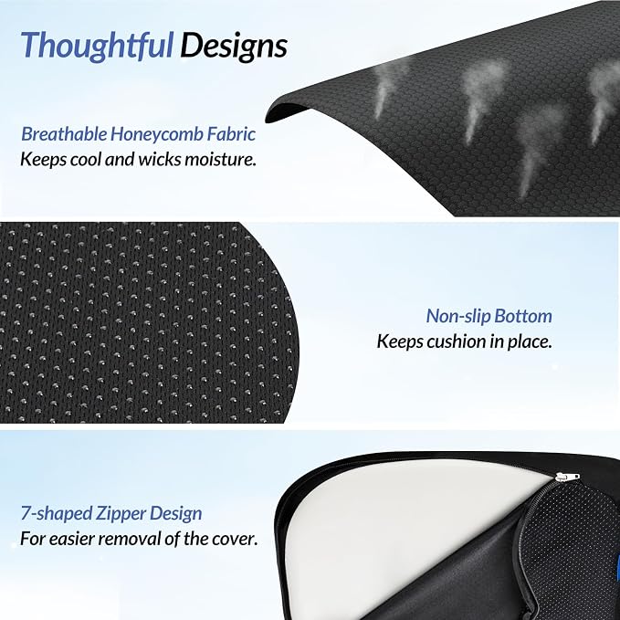 Ergonomic Seat Cushion with Thigh Slope for Long Sitting Comfort | Memory Foam Office Chair Cushion for Car, Home, U-Shaped Design Relieves Hip, Tailbone Pain, Sciatica Pain Relief, Non-Slip - Image 7