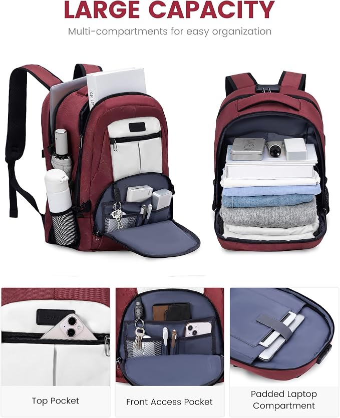 LOVEVOOK Large Laptop Backpack for Men,17.3Inch Heavy Duty Travel Backpack | TSA-Friendly with Anti-Theft,Carry On Flight Approved,College Work Bookbag,Water Resistant Business Backpack for Men Women - Image 2