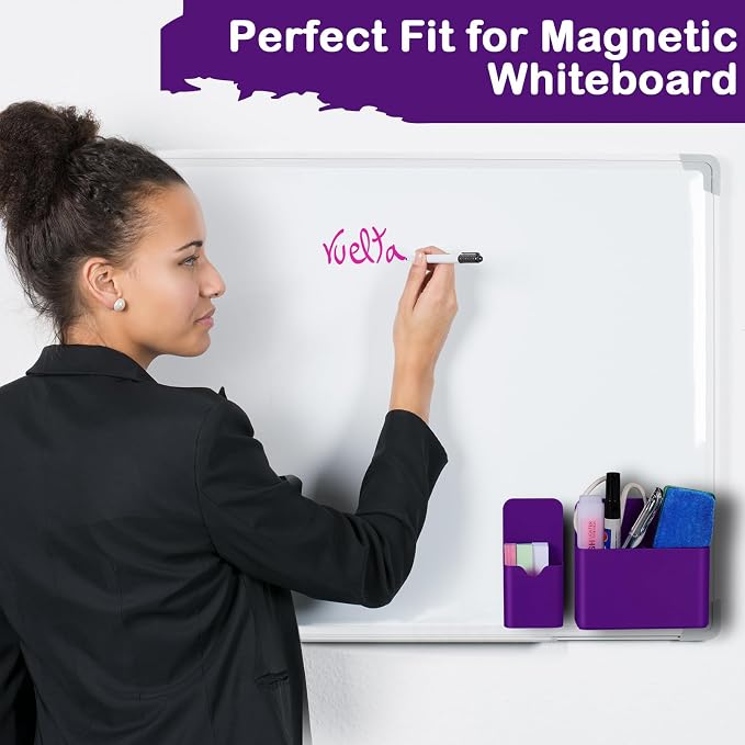 KITANIS Magnetic Pen Holder,2 Pack Magnetic Dry Erase Marker Holder with Generous Compartments,Strong Magnet Storage Marker Pen Pencil Organizer for Refrigerator,Whiteboard,Locker Accessories - Image 5