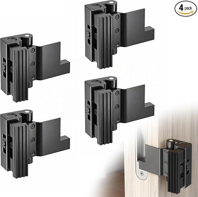 Portable Door Lock,Security Door Reinforcement Lock,No Drilling(Black-4PCS) | Portable Door Lock for Travel,Interior Doors for Apartments,Hotels,bedrooms by Unknown