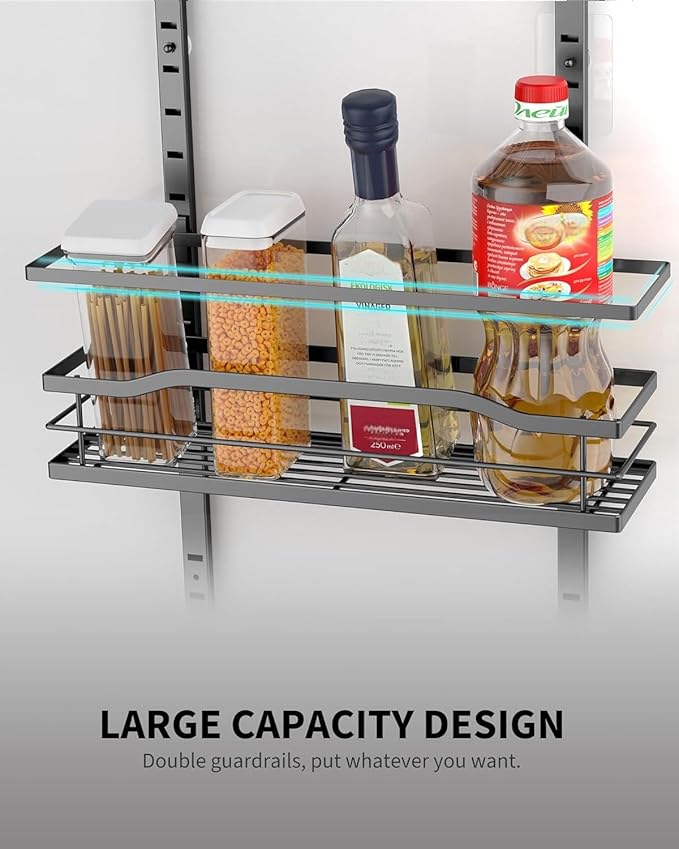 Moforoco 6-Tier Over The Door Pantry Organizer, Pantry Organization and Storage, Black Hanging Basket Cabinet Door Wall Spice Rack Shelves, Home & Kitchen Laundry Room Bathroom Essentials accessories - Image 6