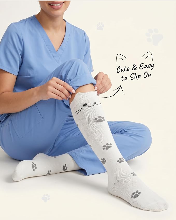 Jeasona Bamboo Viscose Compression Socks for Women 15-20 mmHg 3 Pack Cute Socks for Travel Nurses Pregnancy Daily Wear - Image 2