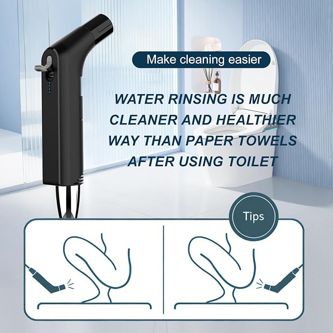 COSWE Portable Travel Bidet Electric Rechargeable Handheld Personal Bidet Sprayer for Hygiene Cleaning for Toilet with 2.3 liters Water container (Black), LIUW_JP2201 - Image 8