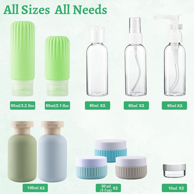 Travel Bottles for Toiletries, 25 Pack TSA Approved Travel Size Containers for Toiletries, Leak Proof Refillable & Squeezable Toiletry Bottles Kit with Clear Bag for Shampoo Lotion Cream Conditioner - Image 2