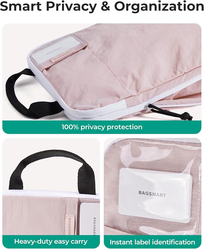 BAGSMART Compression Packing Cubes with Fillable Neck Pillow for Clothes | 1 Wearable Neck Pillow & 5 Travel Bags to Avoid Baggage Fees, Durable, Tear Resistant Washable Taslan Fabric with Card Slots - Image 8