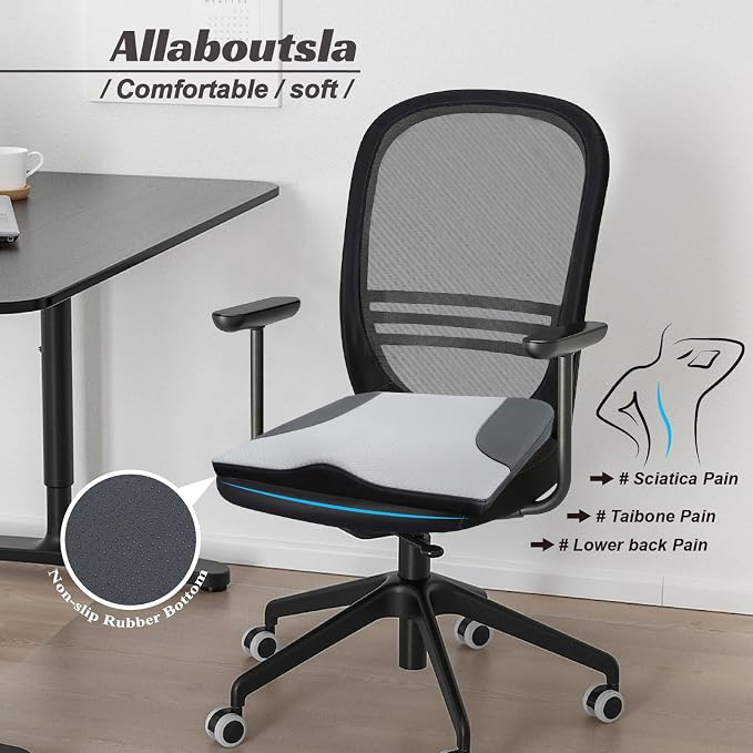 Allaboutsla Car Seat Cushion, Car Seat Cushions for Long Driving | Comfortable Memory Foam Driver Seat Cushion, Automotive Seat Cushions, Butt Pillow for Car,Truck, Office Chair, B&G - Image 5