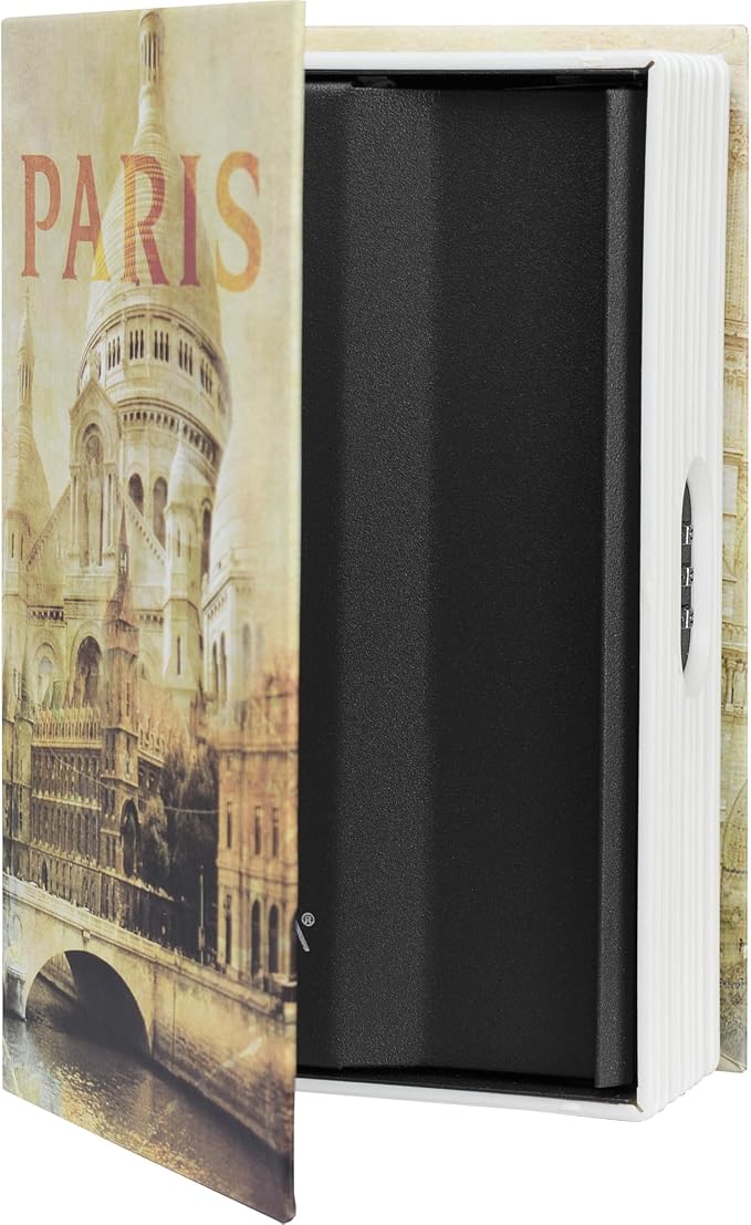 Barska Paris Hidden Book Safe – Combination Lock Diversion Lock Box – Portable Steel Safe for Home, Office, Travel – Secret Storage for Cash, Jewelry, Passport, Valuables | Solid steel construction with combination lock and Paris design for money, pass... - Image 6