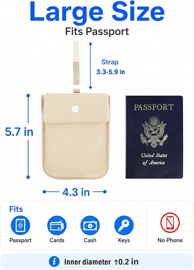 RFID-Blocking Travel Bra Wallet, Hidden Money Pouch with Elastic Strap | Ideal Secret Pocket to Protect Your Passport, Credit Cards, Cash and Valuables Under-Clothes, Nude, Bamneat - Image 2