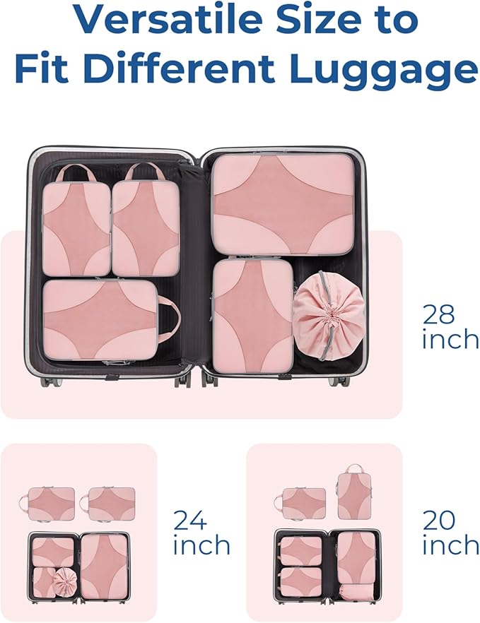 Bagsmart Compression Packing Cubes, Travel Bag Cruise Ship Essentials | Lightweight, Compressible Suitcase Organizer Set fit Standard Carry-On & Checked Luggage, 6 Set, 14 Set Washable Packing Bags - Image 3