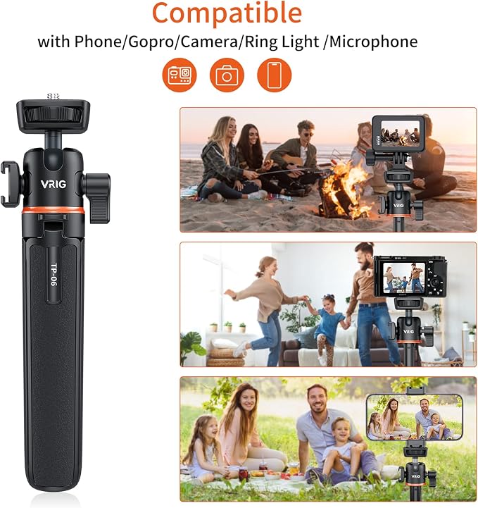 VRIG 21.6" Extension Pole Tripod for DJI Osmo Pocket 4/3,Insta360 Luna Ultra, Mini Selfie Stick Tripod Stand Handle Grip for Insta360 X5,Xtra Muse Webcam Canon G7X Mark III Sony Cameras Vlogging - Image 7