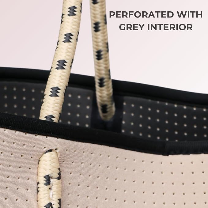 POPUPS Large Neoprene Tote Bag for Women - Everyday Designer Handbag for Travel Work and Beach with Pockets and Zipper Pouch - Image 5