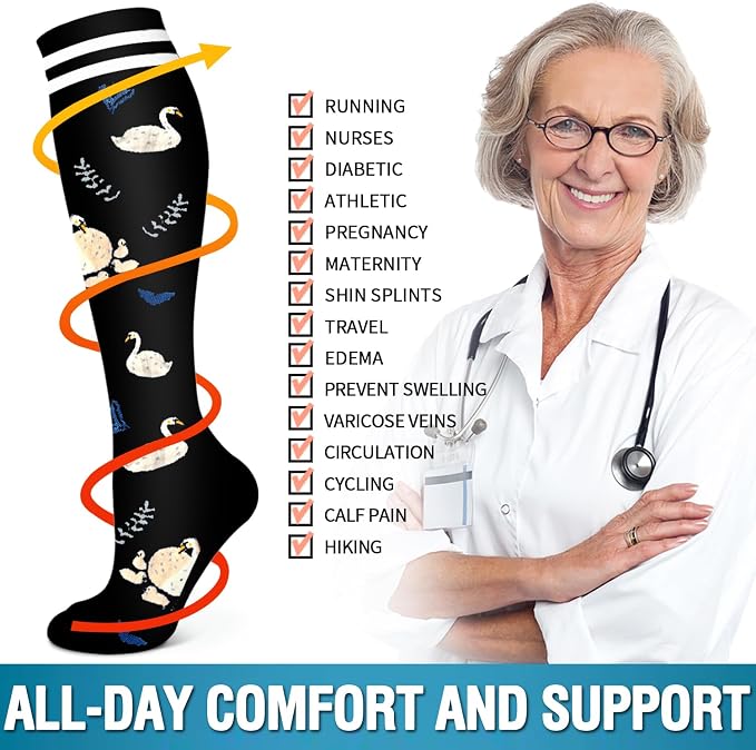 6 Pack Copper Compression Socks for Women and Men Circulation-Best Support for Medical,Running,Nursing,Athletic - Image 6