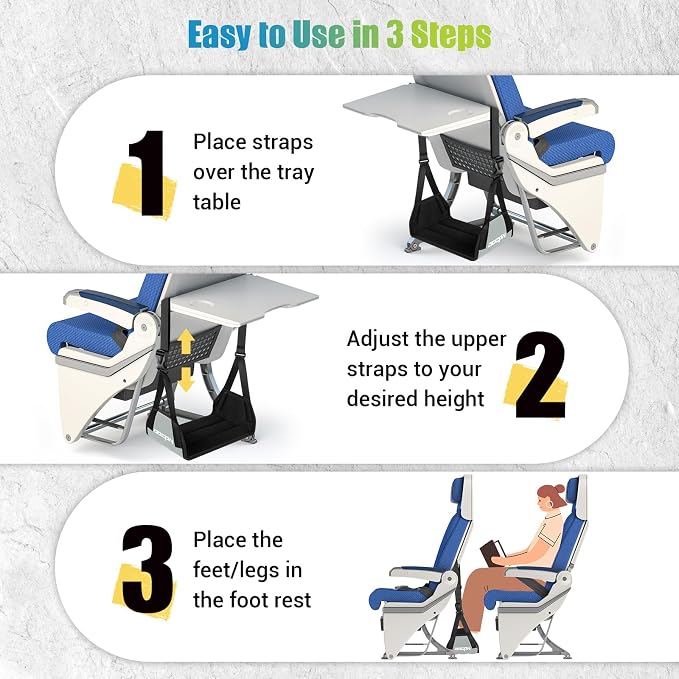 2-Pack Foot Hammock Plane Travel, No Collapse Thickened Bamboo Foot Rest | Portable Airplane Foot Sling Wing with Thickened Foam & Carry Bag, Long-Flight Travel Essential Designed to Relax Your Feet - Image 5