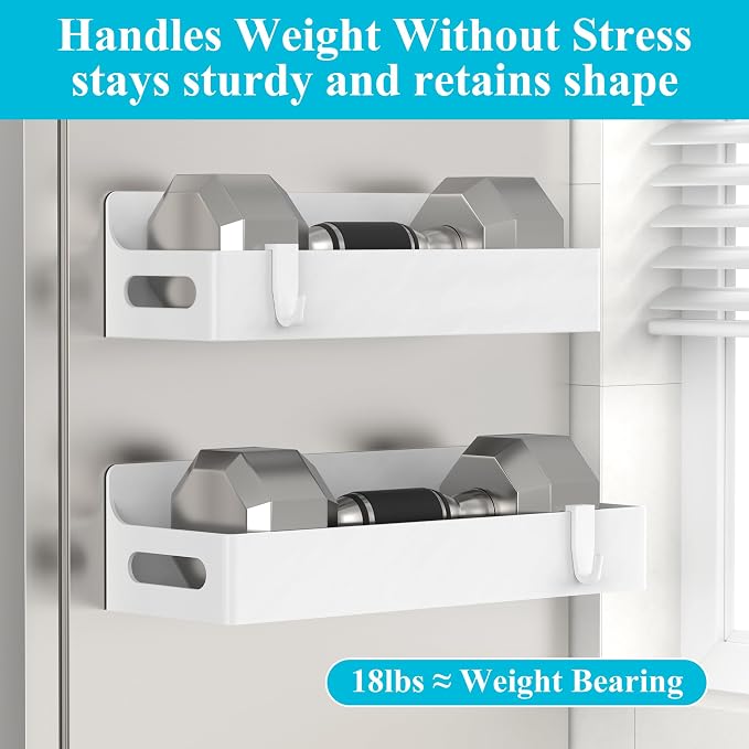2 Pack Magnetic Spice Rack for Refrigerator White | Magnetic Cup Holder for Fridge, Magnetic Fridge Shelf with Hooks, Kids Sippy Cup Holder Kitchen - Image 4