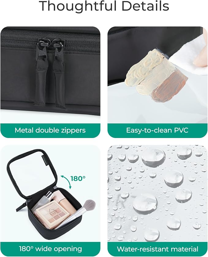 BAGSMART Mini Clear Makeup Bag for Women Portable Travel Toiletry Bag, Cute Small Water-Resistant Cosmetic Bag TSA Approved Clear Makeup Case Pouch with Zipper for Car Essentials(Blush Pink) - Image 6