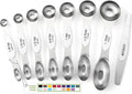 Spring Chef Stainless Steel 8 Magnetic Measuring Spoons for Kitchen, White | Dual Sided Metal Teaspoon & Tablespoon Measuring Spoons w/ Leveler for Dry & Liquid Ingredients, Nesting, Fits in Spice Jars by SpringChef