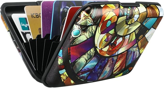 RFID Aluminum Wallet Credit Card Protector Case Holder for Men Women | Mini RFID Aluminum Wallet Credit Cards Holder Business Card Case Metal ID Case for Men Women (Colorful Glass) - Image 6