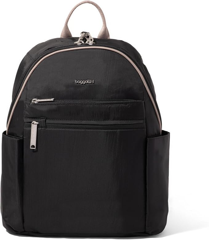 Baggallini Securtex® Anti-theft Vacation Travel Backpack 10x13 Daypack w/Locking Zippers & RFID Wallet Slash-Resistant by baggallini