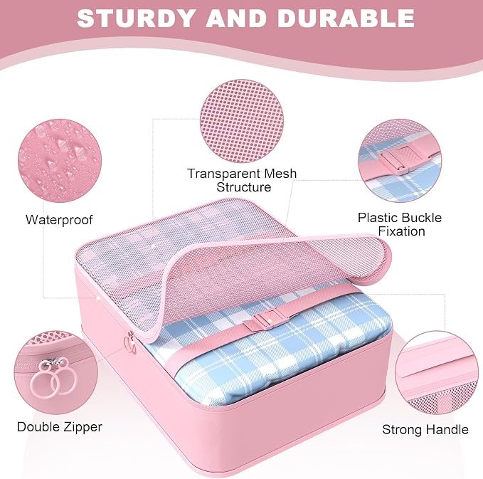 8 Set Packing Cubes for Travel,Suitcase Organizer Bags for Luggage with Shoe & Hanging Toiletry Bag, Vacation Essentials & Accessories for Cruise Ship, Airplane Must-Have,Road Trip & Camp Gifts(Pink) - Image 5