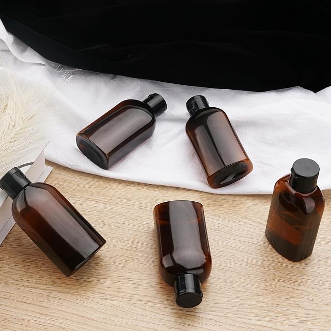 Cosywell 5pcs 3.4oz TSA Approved Amber Travel Bottles for Toiletries | Travel Shampoo Bottles, Leak Proof, Empty Lotion Containers, with Flip Cap, Plastic Squeeze Bottle, and a Toiletry Bag - Image 5