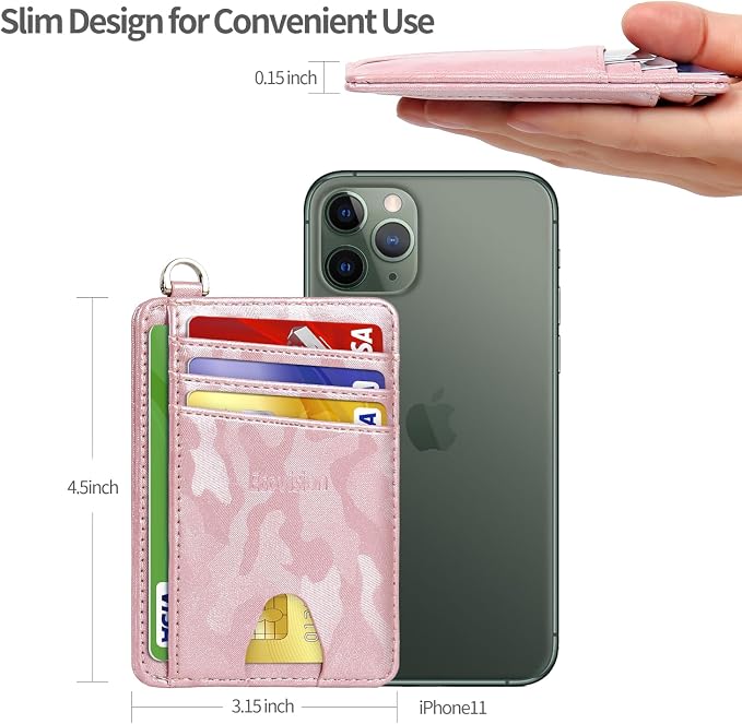 Slim Minimalist Front Pocket Wallet, RFID Blocking Credit Card Holder Wallet with Detachable D-Shackle for Men Women - Image 7