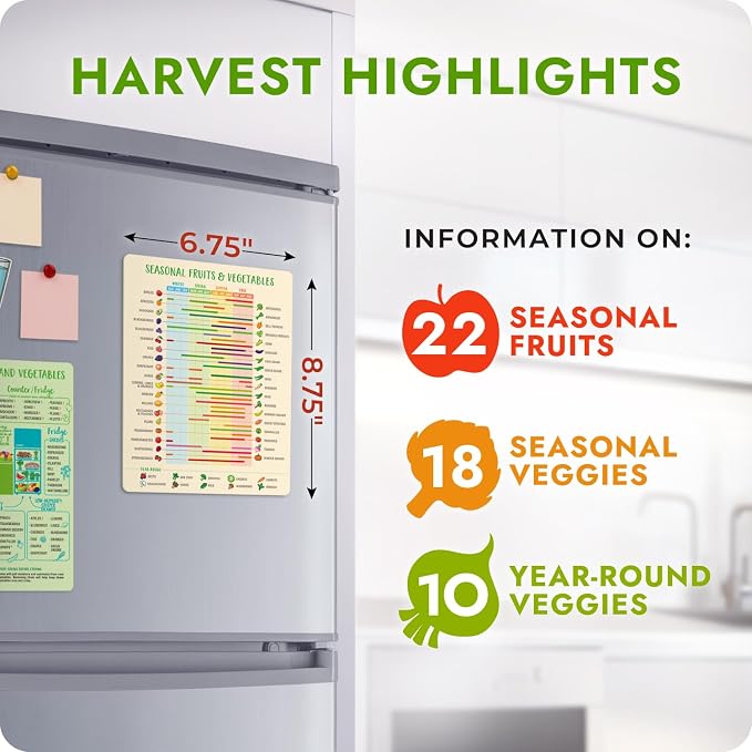 Seasonal Produce Calendar Magnet - Fruit & Vegetable Fridge Guide | Eat with the seasons - know what's fresh each month for farmers-market trips and less food waste - Image 2