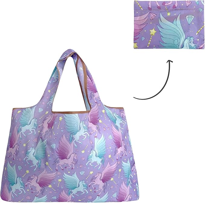 allydrew Large Foldable Tote Nylon Reusable Grocery Bags - Image 5