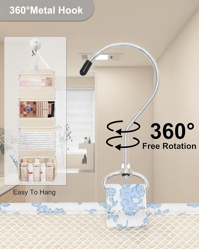 Relavel Hanging Toiletry Bag, Travel Toiletries Bag with Hanging Hook | Water Resistant Makeup Cosmetic Organizer for Full Sized Container, Shampoo, Portable Wash Bag for Travel Size Essentials - Image 2