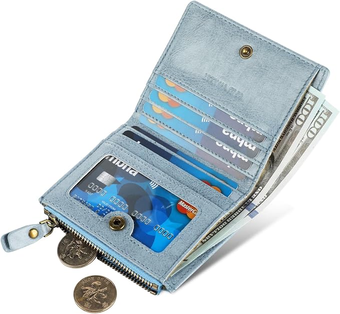 Ultra Thin Small Compact Leather Womens Girls Wallets RFID Blocking Credit Card Holder for Women - Image 2