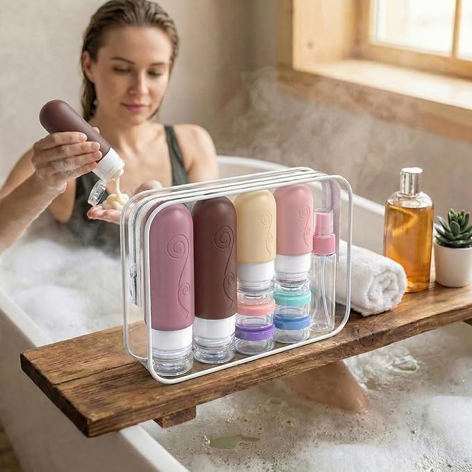 vodvob 16 Pack Travel Bottles Set for Toiletries, TSA Approved Travel Containers Leak Proof Silicone Squeezable Travel Accessories 2oz 3oz for Shampoo Conditioner Lotion Body Wash (BPA Free) (pink) - Image 3