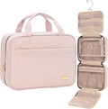 NISHEL Travel Toiletry Bag for women, Portable Hanging makeup Organizer | for Travel-Sized Shampoo, Conditioner, Brushes Set, makeup Accessories, Medium Size, Pink by NISHEL