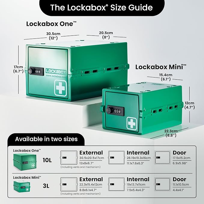 Lockabox One™ | Premium Medicine Lock Box | Medium Medication Lock Box With Code For Medicines, Vitamins & Supplements | External Size 12 x 8 x 6.6 inches (Medi Green) - Image 5