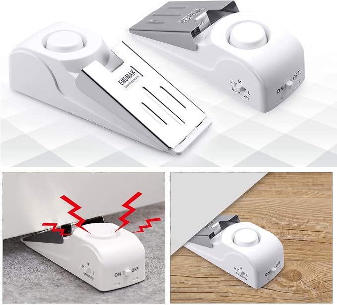 EMDMAK Door Stop Alarm with 120DB Siren Door Stop for Home & Travel (White) (Pack of 3) - Image 4
