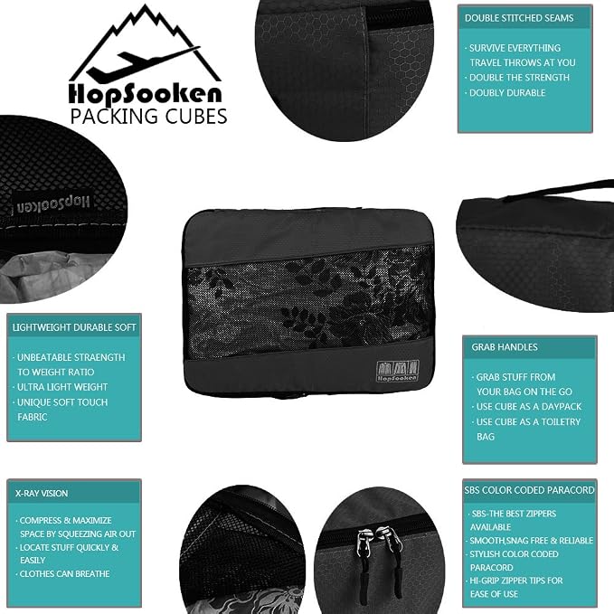 5 Set Packing Cubes for Travel Large Suitcase Luggage Organizer Bags Travel Accessories Vacation 4 Cubes 1 Laundry Pouch Bag - Image 5