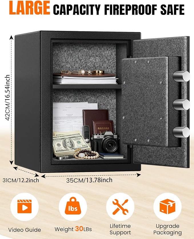  2026 Fireproof Safes for Home| 1700°F 35-Min Protection | 2.8 Cuft Fire Proof Safes with Digital Keypad, Smart Alarm, Bolt-Down Design| Safety Box For Documents Jewelry Electronics - Image 4