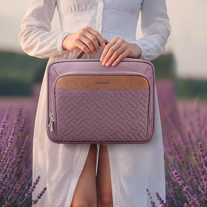 Travel Hanging Toiletry Bag for Women, Extra Large Makeup Bag, Holds Full-Size Shampoo, with Jewelry Organizer Compartment, Waterproof Cosmetic Bag, Toiletries Kit Set with Trolley Belt, Dark Purple - Image 2