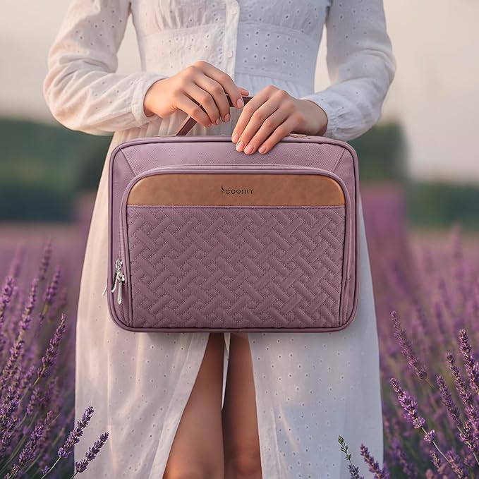 Travel Hanging Toiletry Bag for Women, with Jewelry Organizer Compartment, Medium Waterproof Hanging Makeup Accessories, Cosmetic Essentials, Toiletries Dopp Kit Set with Trolley Belt, Dark Purple - Image 2