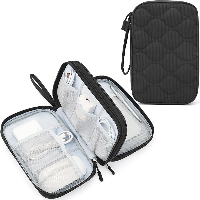 Skycase Tech Pouch - Lightweight Electronics Organizer Travel Case - Double Layers Cable Organizer - All-in-One Storage Bag for Charger, Cord, Phone, Flash Drive, Essentials - XL by Skycase