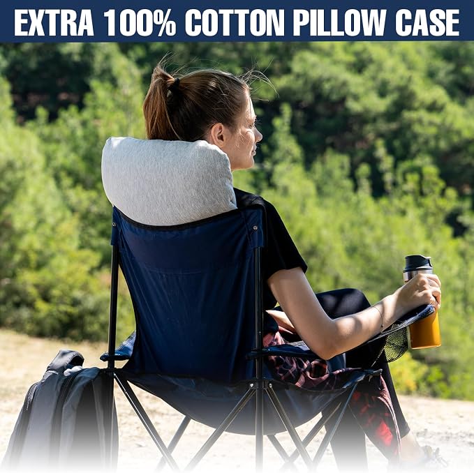 alkamto Travel & Camping Comfortable Memory Foam Pillow – Easy to Carry Portable Bag – Temperature Regulating Pillow Case - Image 9