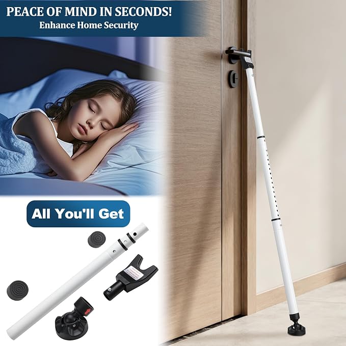 3-in-1 Door Security Bar with Heavy-Duty Metal, Adjustable 16"-41.7" Door Lock Stick,Sliding Patio Door Security Bar with 2.8" Non-Slip Base for Home,Apartment,Travel Safety–Portable Door &Window Lock - Image 7