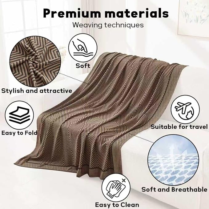 Travel Blanket Airplane - Ultra Soft & Lightweight Knit Design Compact Airplane Blanket,53x72 Inch,Stylish Travel Shawl Wraps for Flights,Office,Home Use,Travel Essentials & Gifts - Image 5