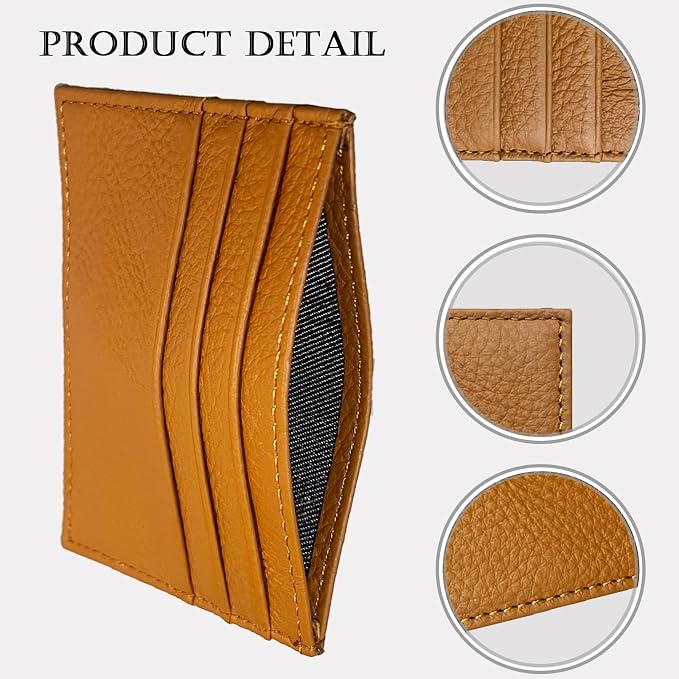 WOXVM Credit Card Holder Wallet RFID Blocking Slim Credit Card Cases Holder Premium Leather Minimalist Front Pocket Small Wallet with 6 Card Slots and 1 Pockets for Men Women (Brown) - Image 3