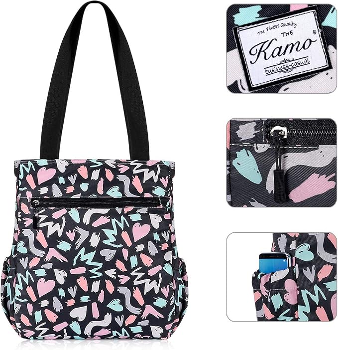 KAMO Floral Tote Bag - Waterproof Lightweight Handbags Travel Shoulder Bag for Hiking Yoga Gym Swimming Travel Beach - Image 4